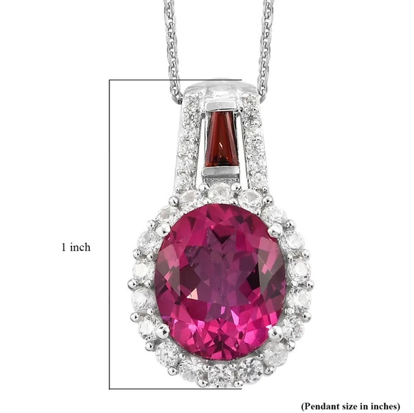 Pure Pink Mystic Topaz & Natural Zircon Halo Necklace - Picture 9 of 9